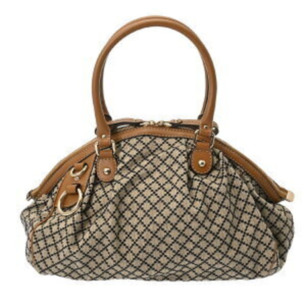 Gucci Sukey Handbag Diamante Beige Brown Canvas Leather Bag